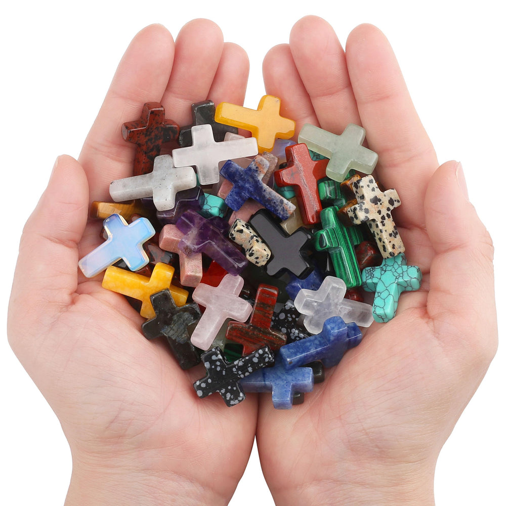 QINJIEJIE pocket crosses compact crystal stones for meditation and carry.