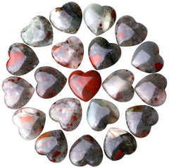 QINJIEJIE African Bloodstone Heart Stone set for pocket meditation and balance.