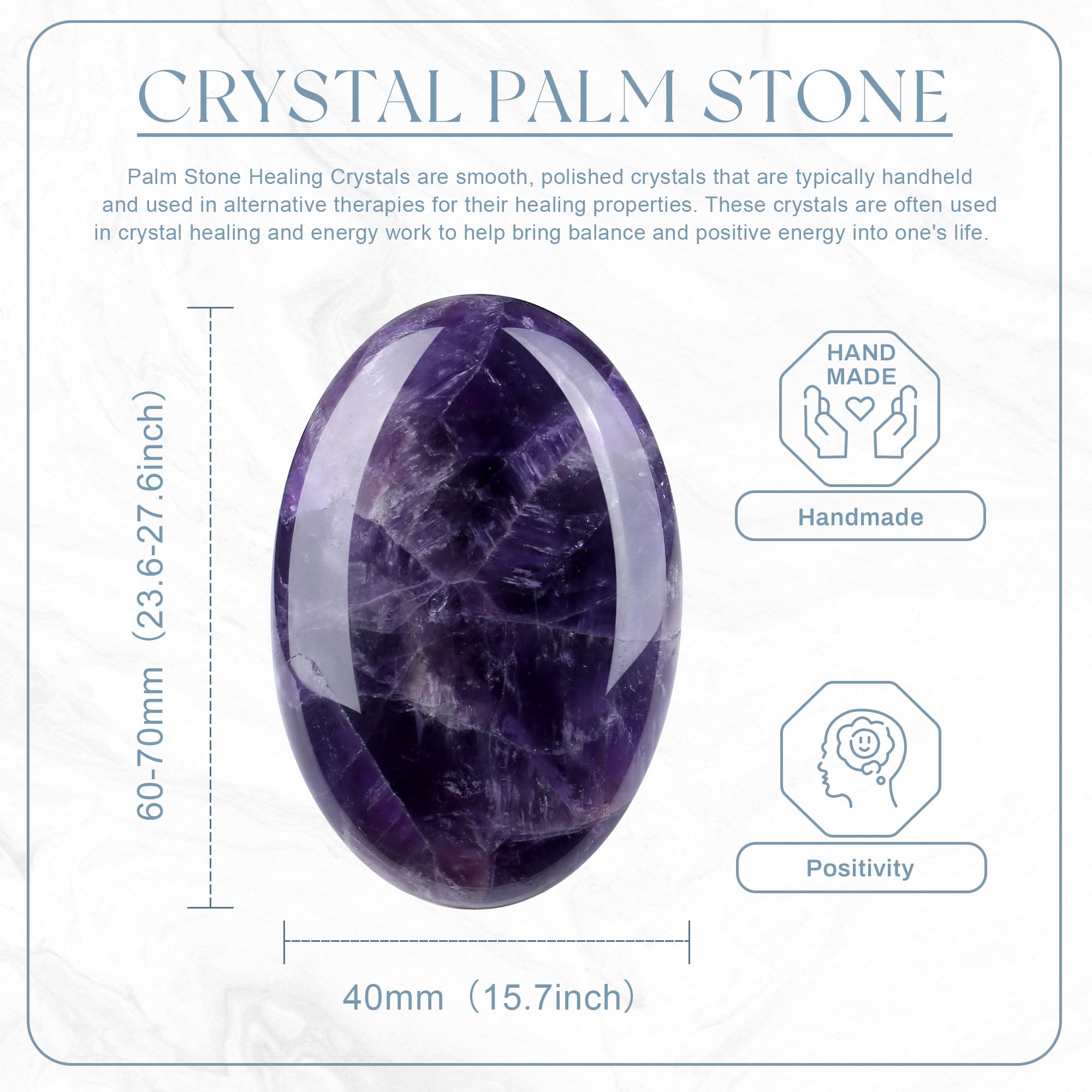 QINJIEJIE amethyst palm stone close-up for anxiety relief and clarity.