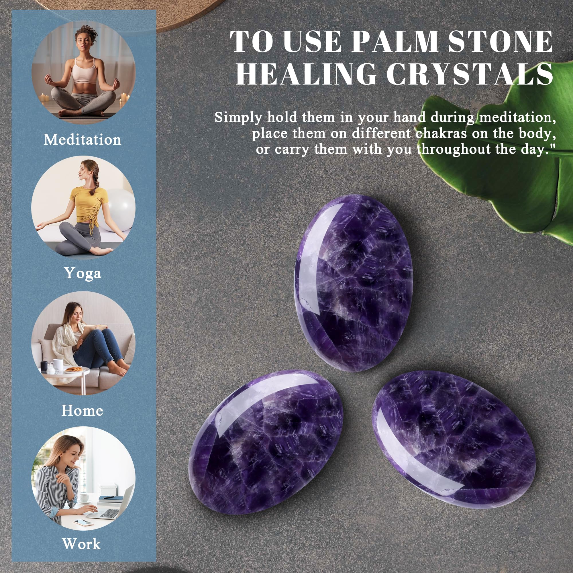 QINJIEJIE amethyst palm stone in cloth bag for easy, portable calm.