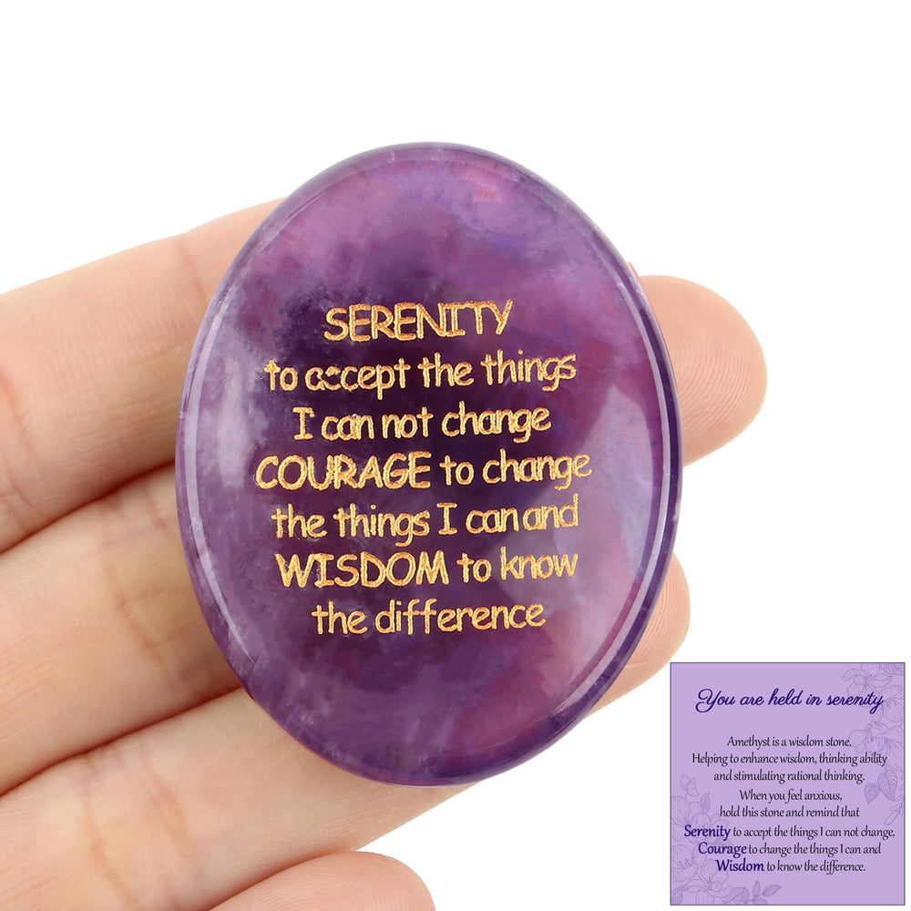 QINJIEJIE amethyst serenity-prayer-worry-stone for pocket calm during daily tasks