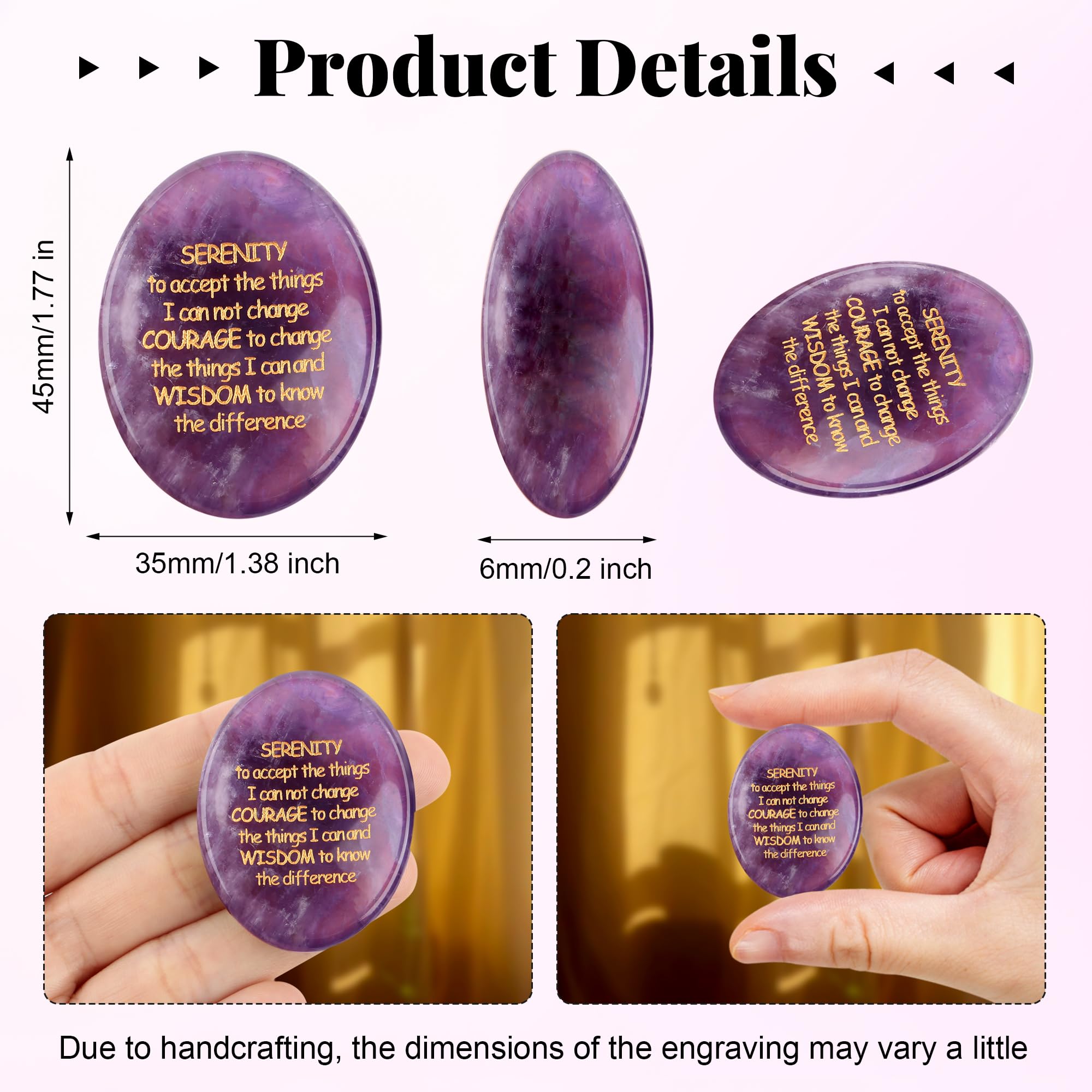 QINJIEJIE amethyst palm-stone used for meditative breaks and balance