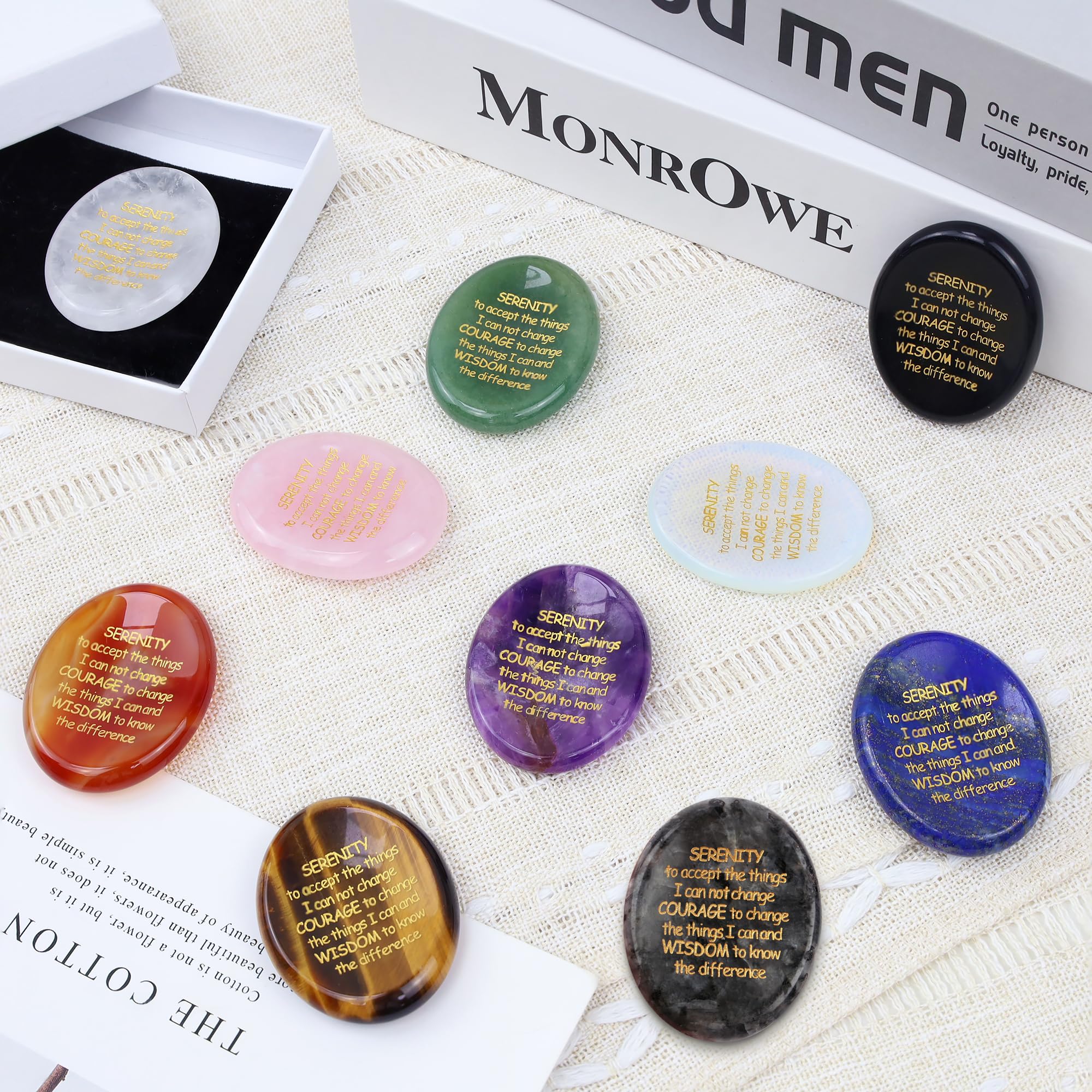QINJIEJIE crystal worry stone; natural variation makes each piece unique