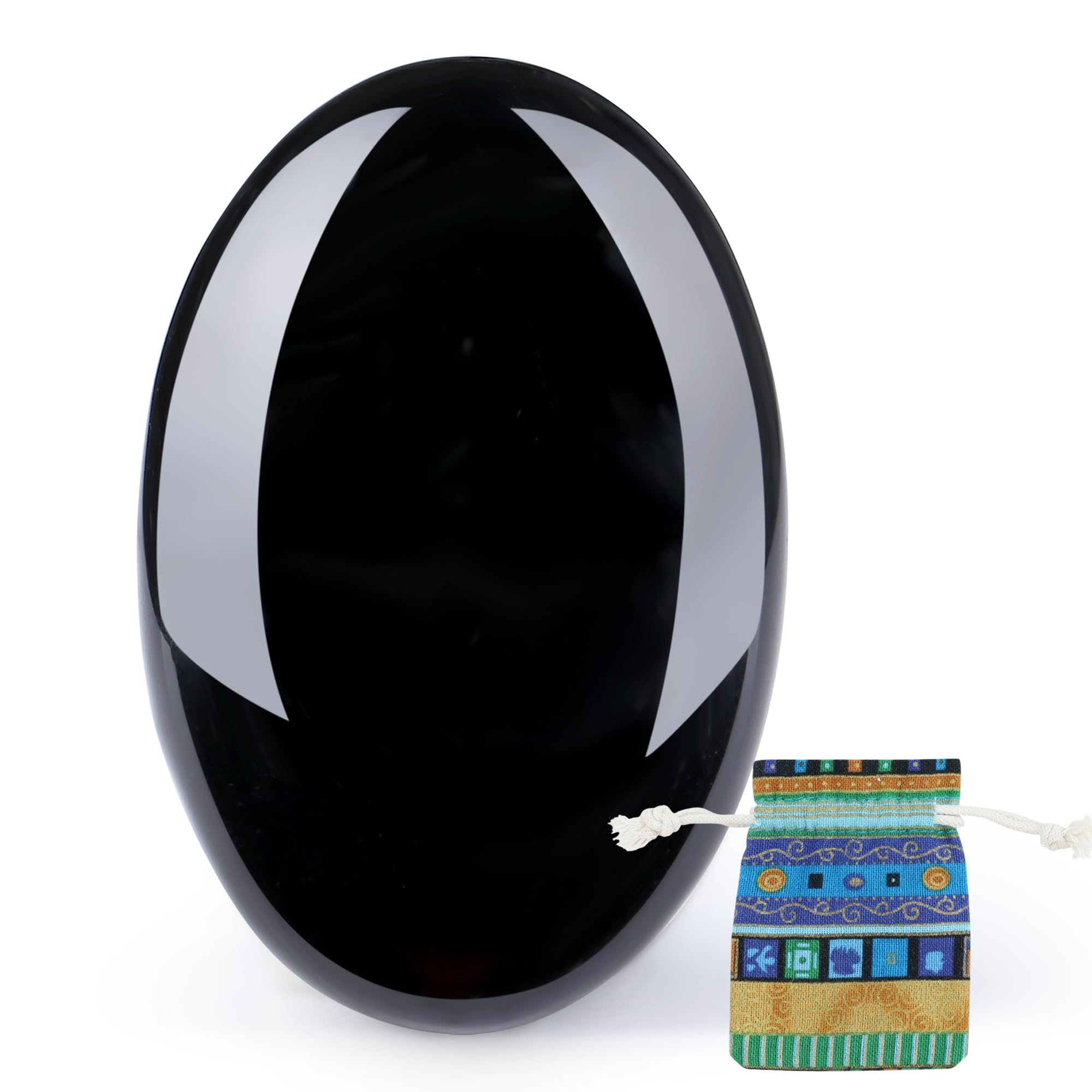 QINJIEJIE black obsidian palm stone for grounding and focus.