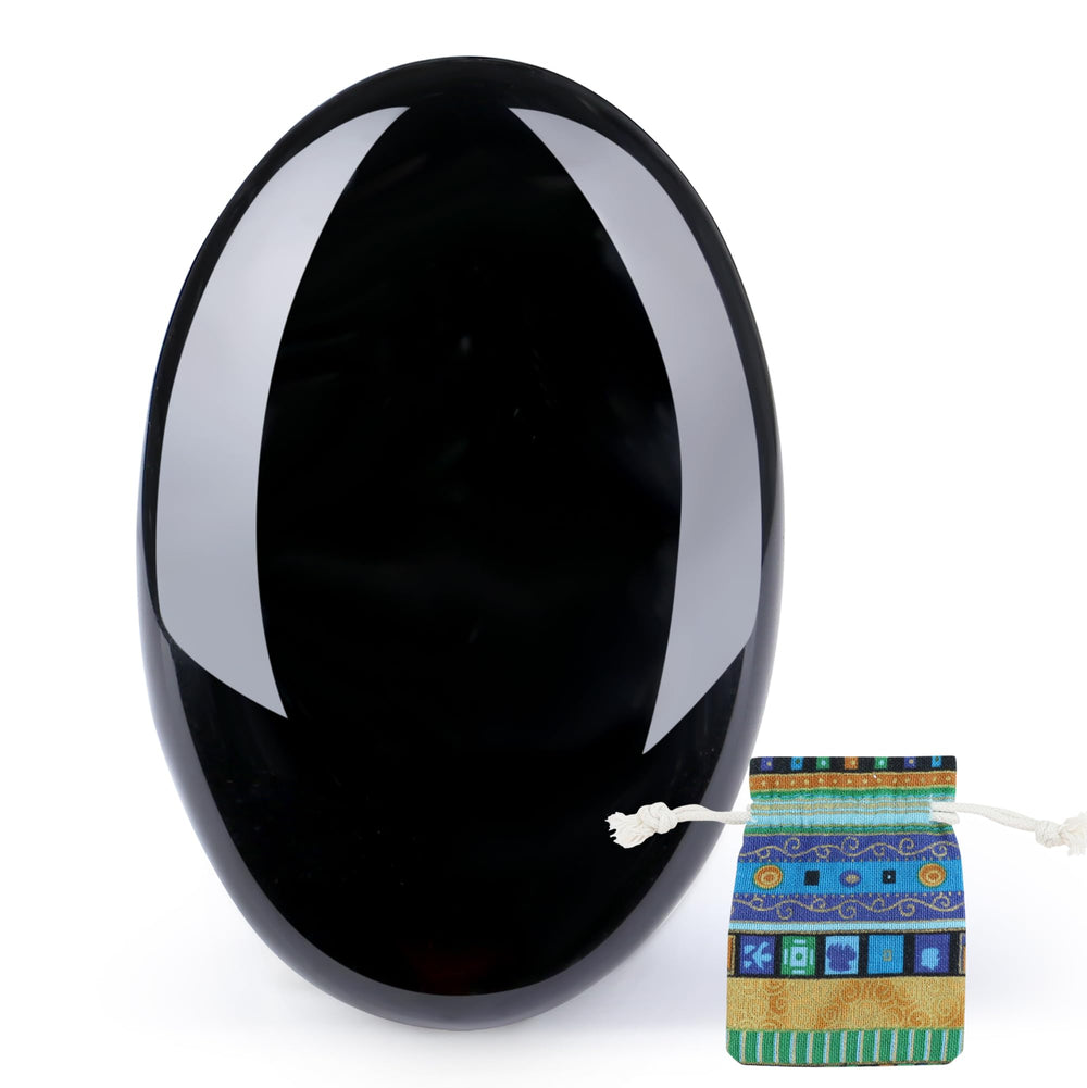 QINJIEJIE black obsidian palm stone for grounding and focus.