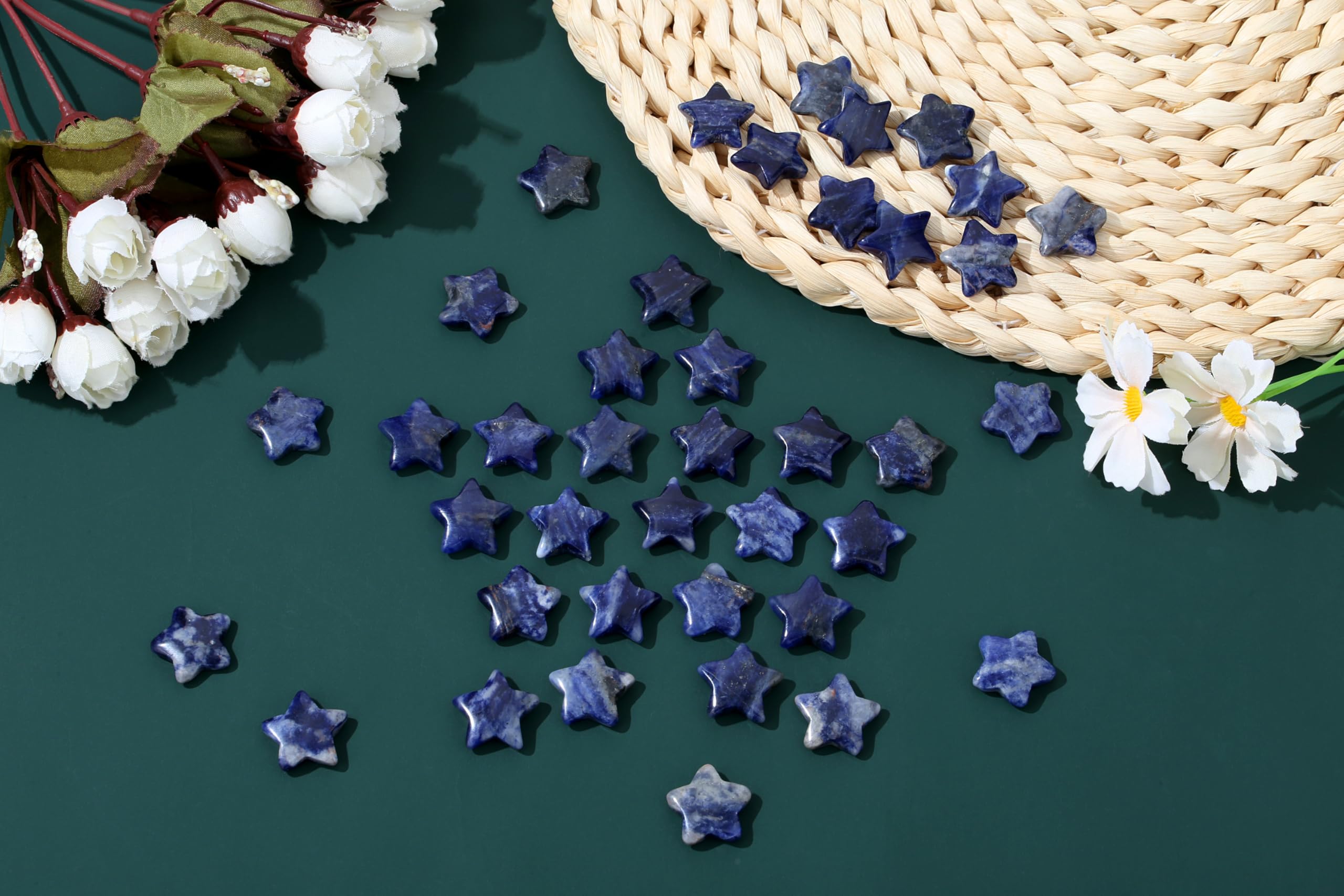 QINJIEJIE blue sodalite star crystal for DIY craft and jewelry making.