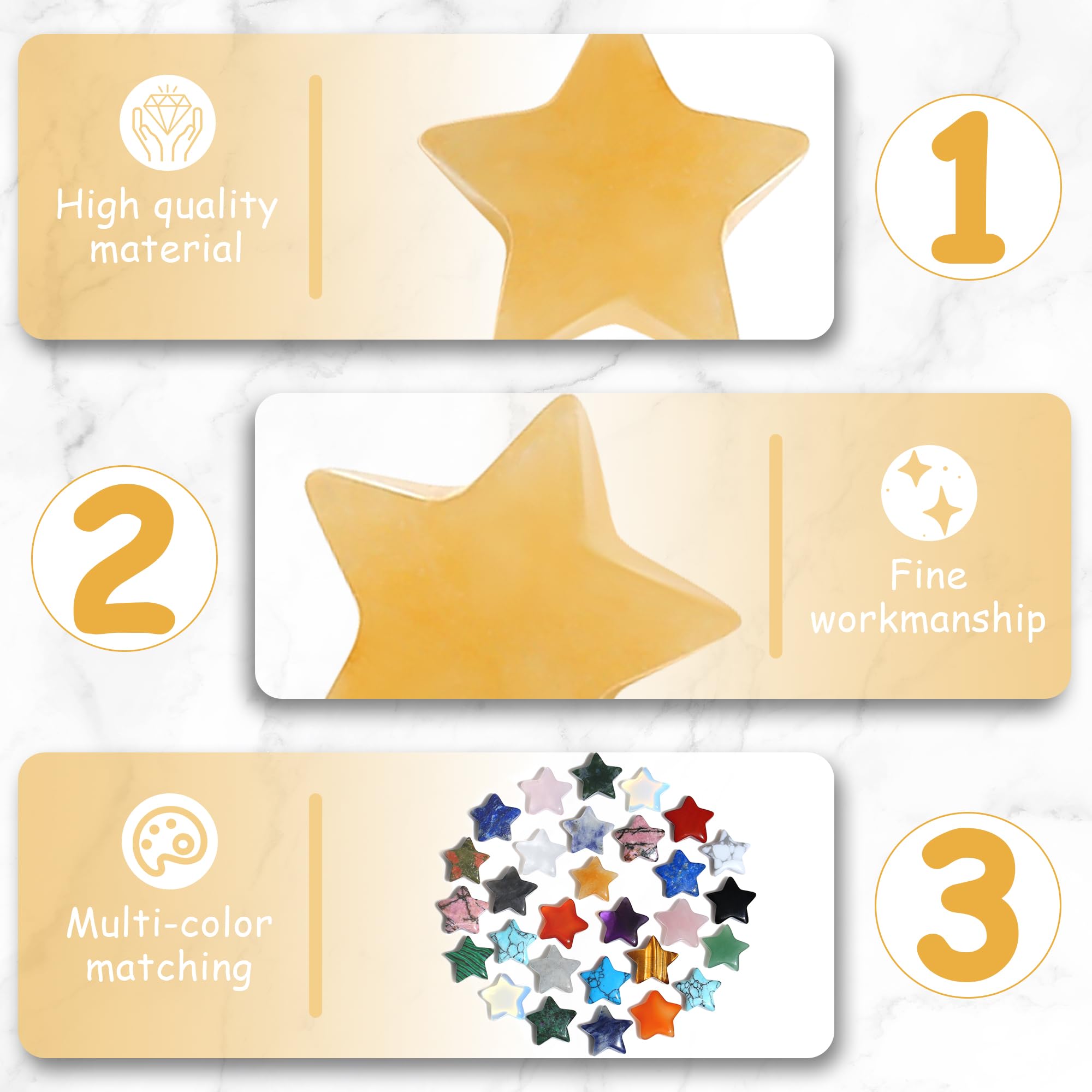 QINJIEJIE Citrine star DIY crystal for crafts and jewelry.
