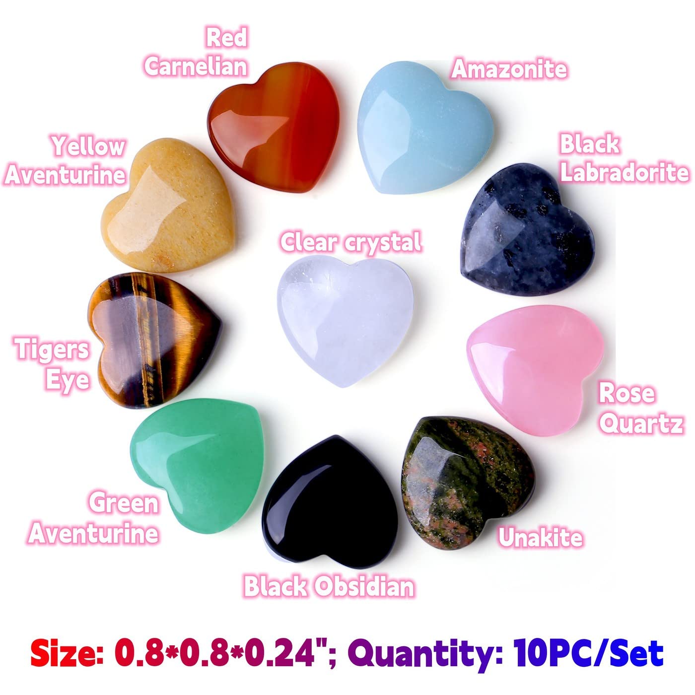 QINJIEJIE clear quartz heart enhances focus during yoga or study.