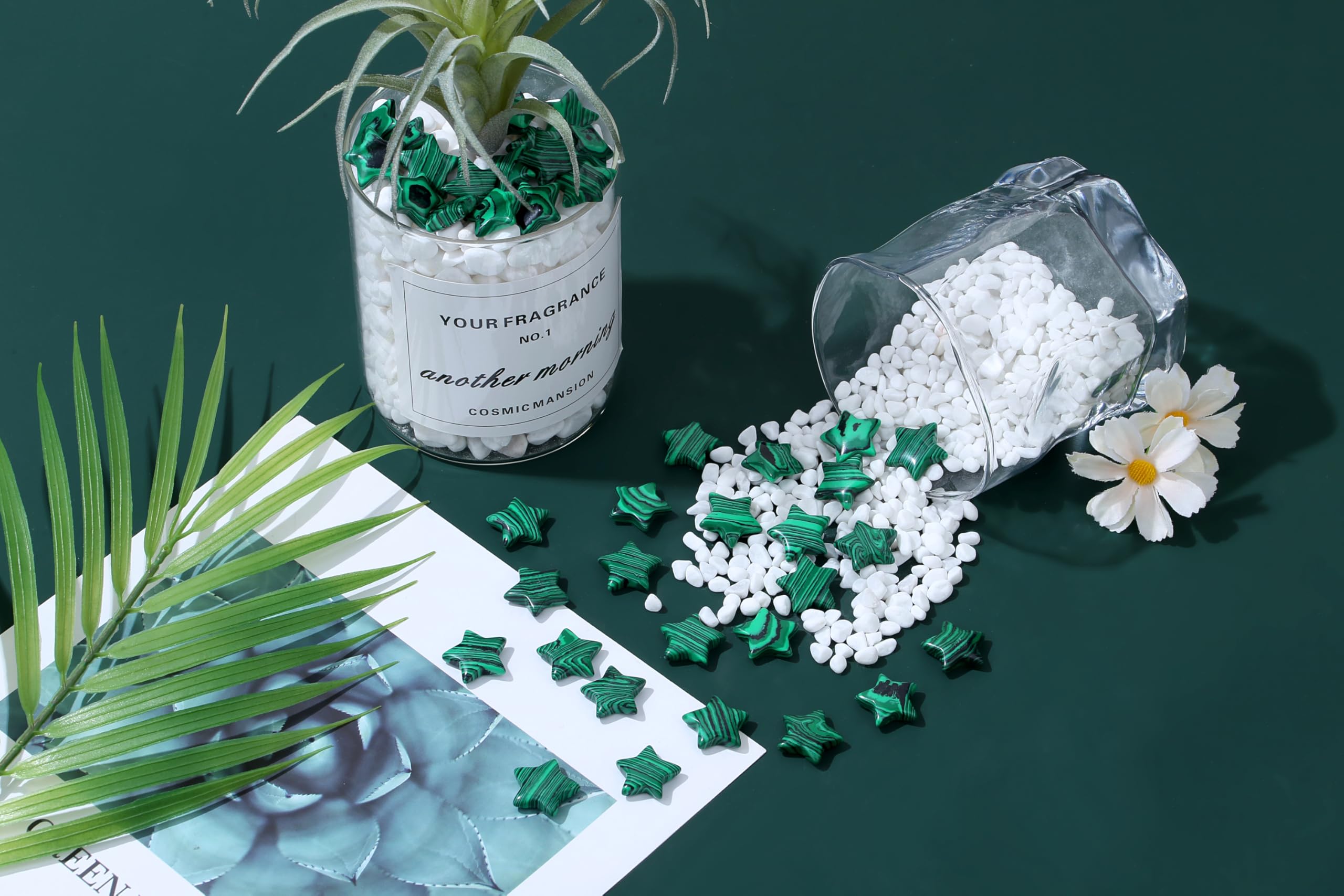 QINJIEJIE malachite star crystal on desk decor for calm ambiance