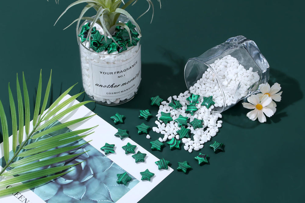 QINJIEJIE malachite star crystal on desk decor for calm ambiance