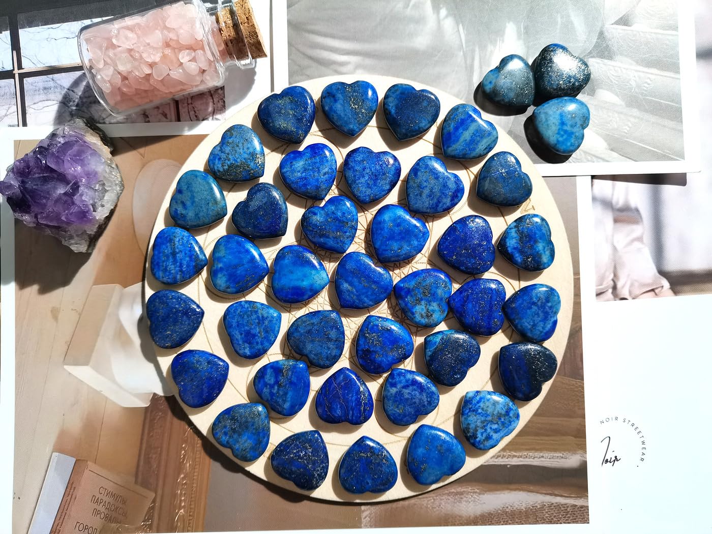 QINJIEJIE lapis heart rocks for thoughtful gift and collection