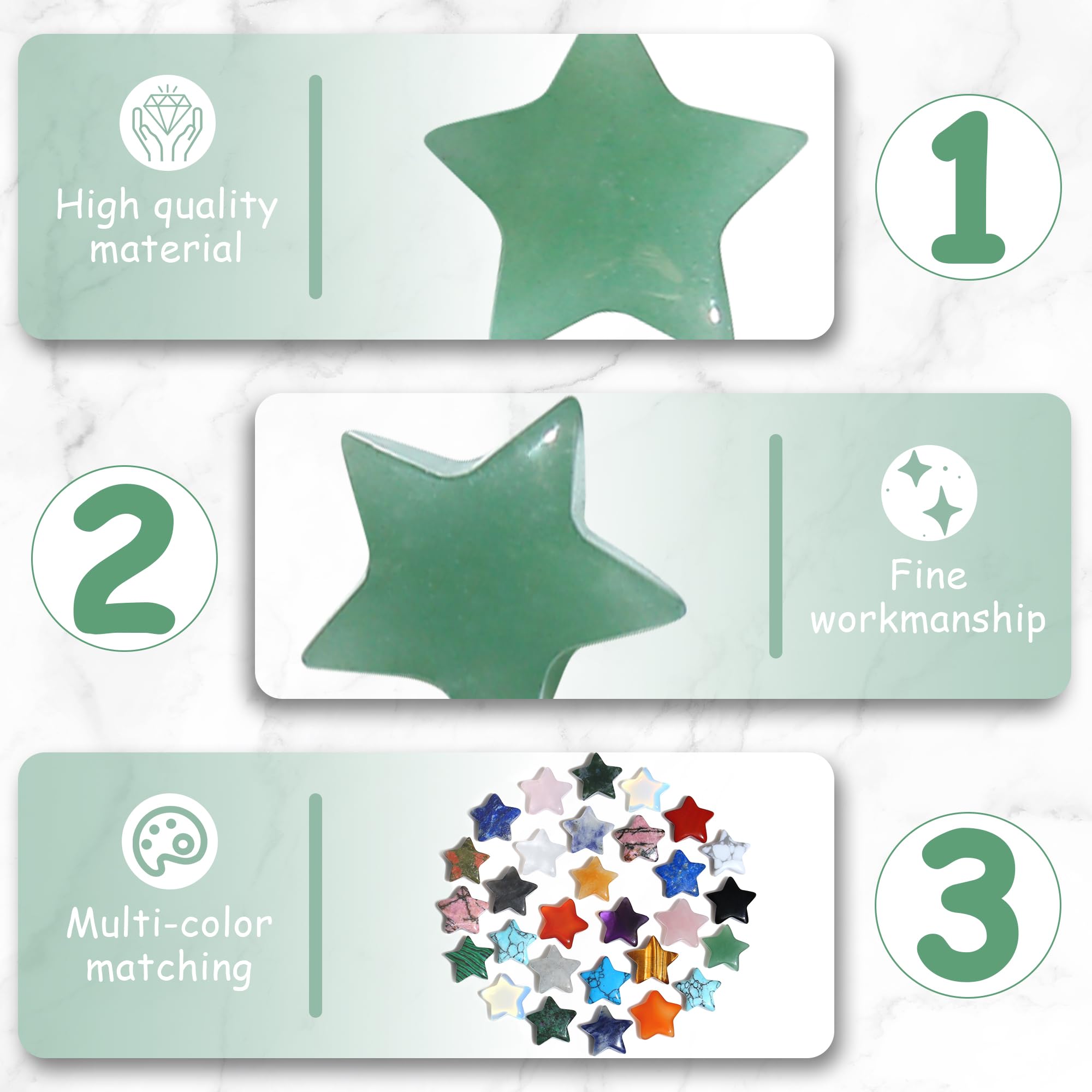 QINJIEJIE green aventurine star pocket stone in hand ready for meditation