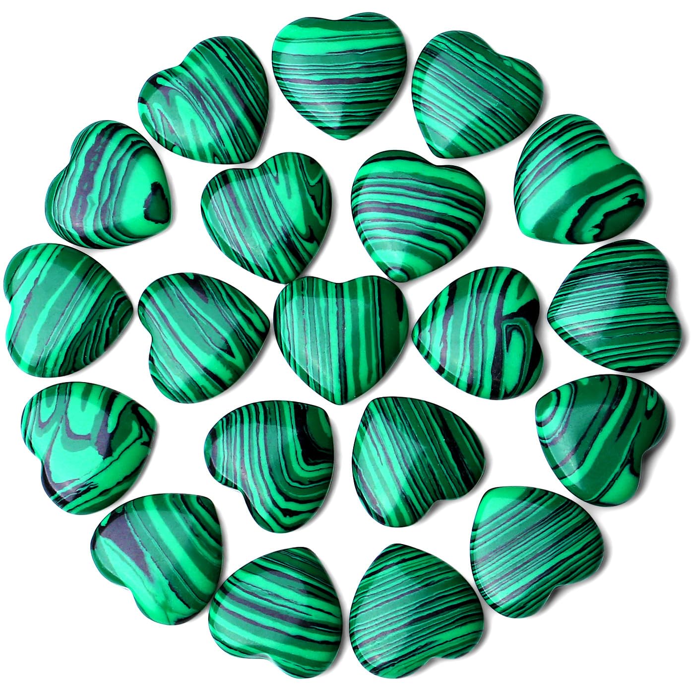 QINJIEJIE green malachite heart stone, pocket-friendly and calming in use