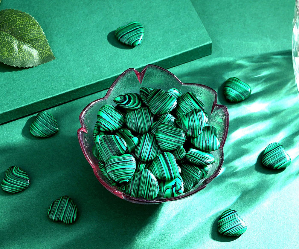 QINJIEJIE green malachite heart stones bulk pack for versatile gifting
