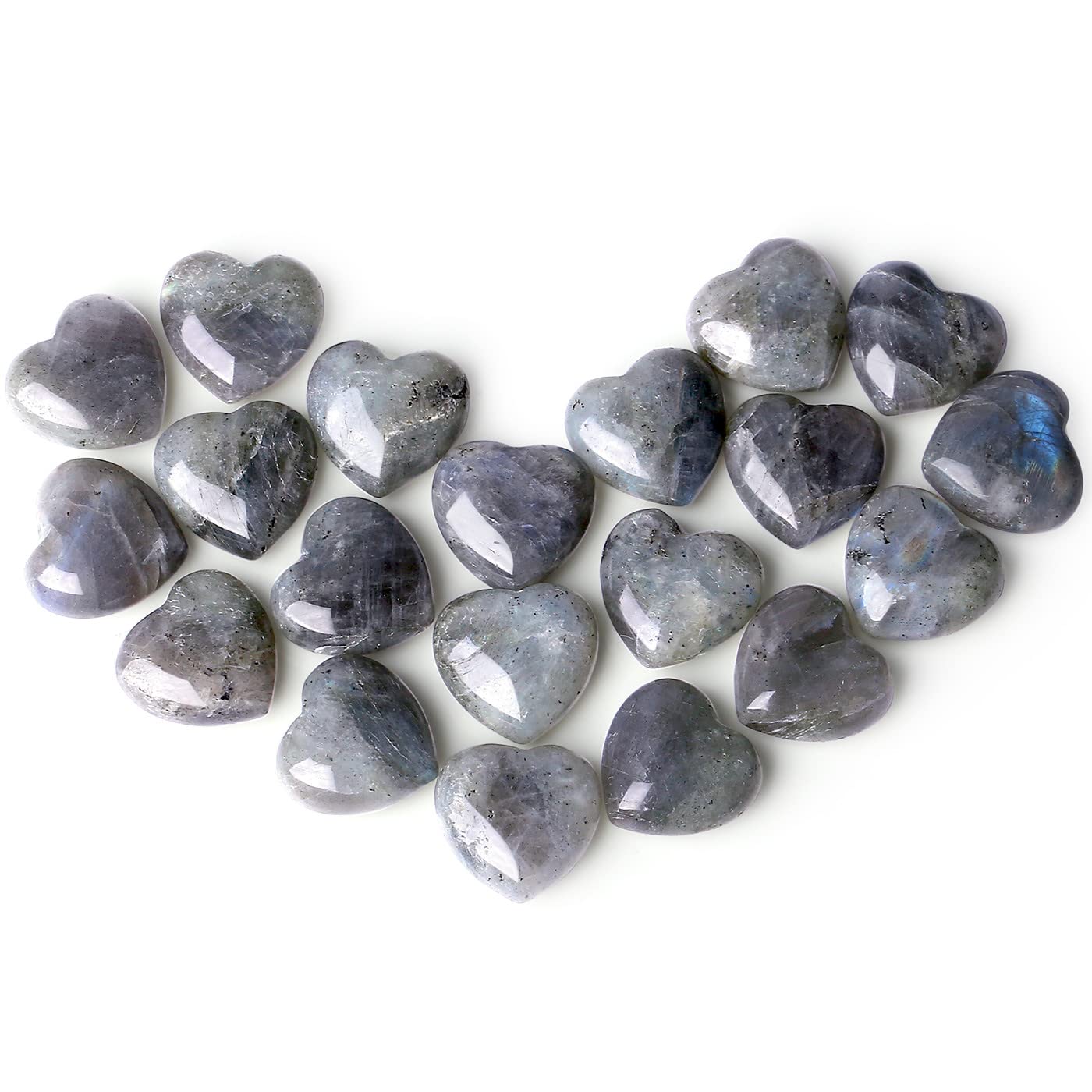QINJIEJIE heart Labradorite palm stone back view for calming energy guidance