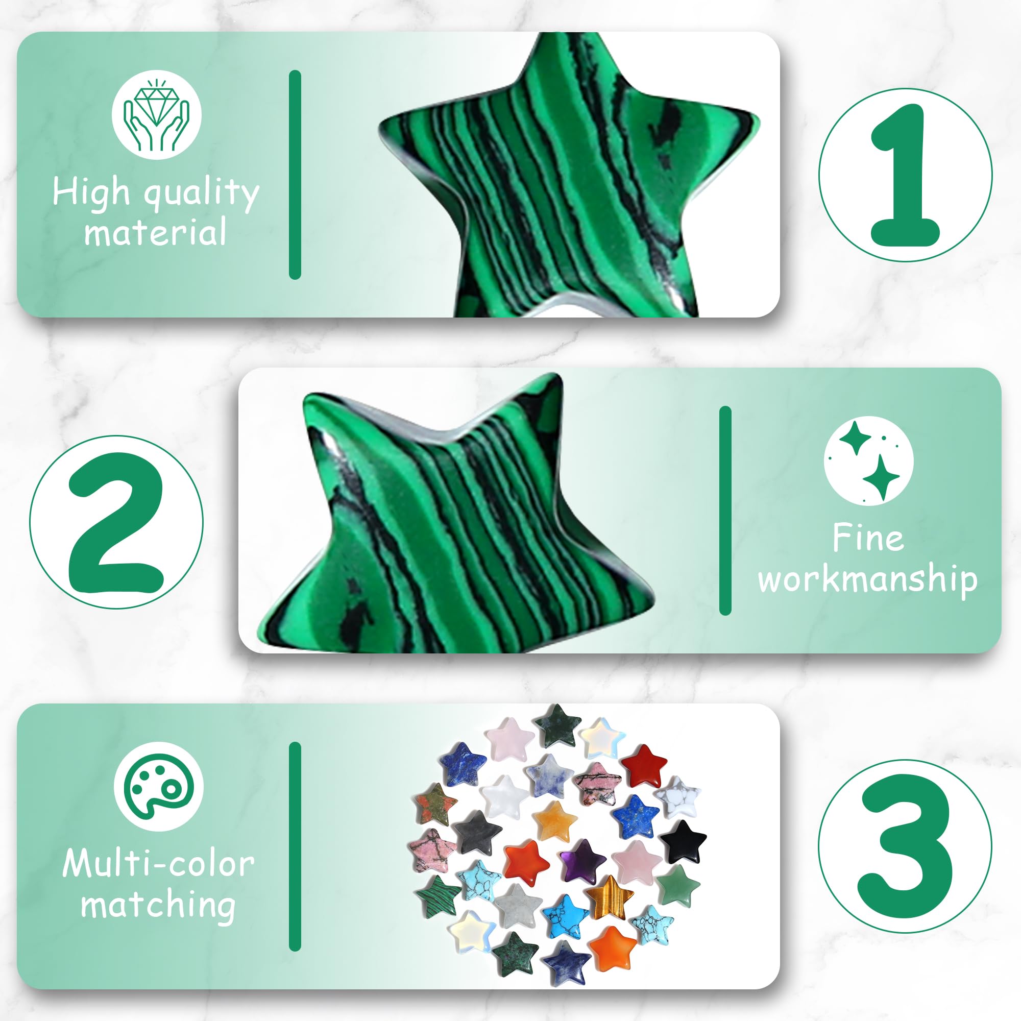 QINJIEJIE malachite star crystal held in hand for grounding practice