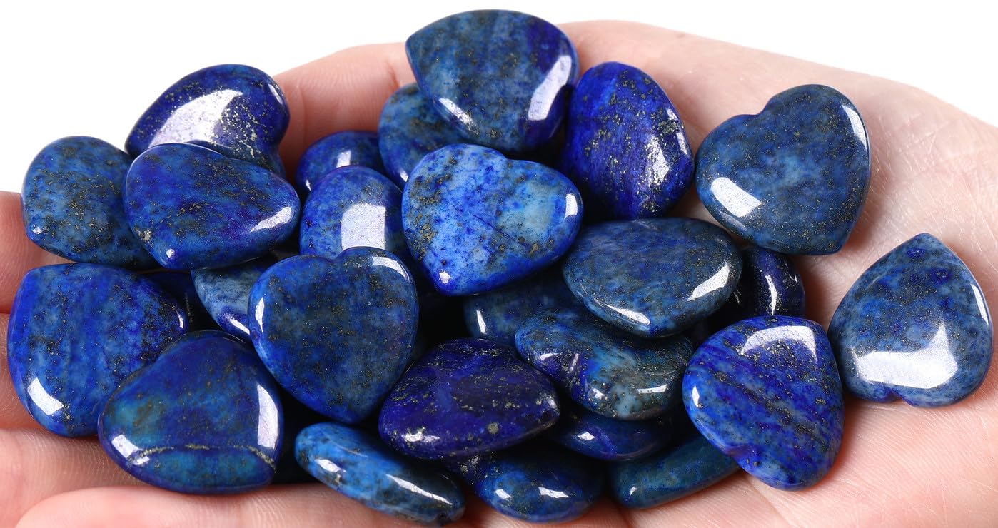 QINJIEJIE natural lapis hearts smooth polish for stress relief rituals
