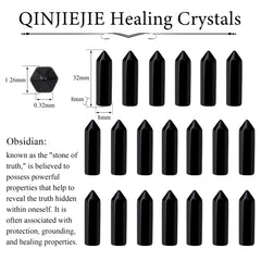 QINJIEJIE Black Obsidian wands for chakra balancing and mindful focus.