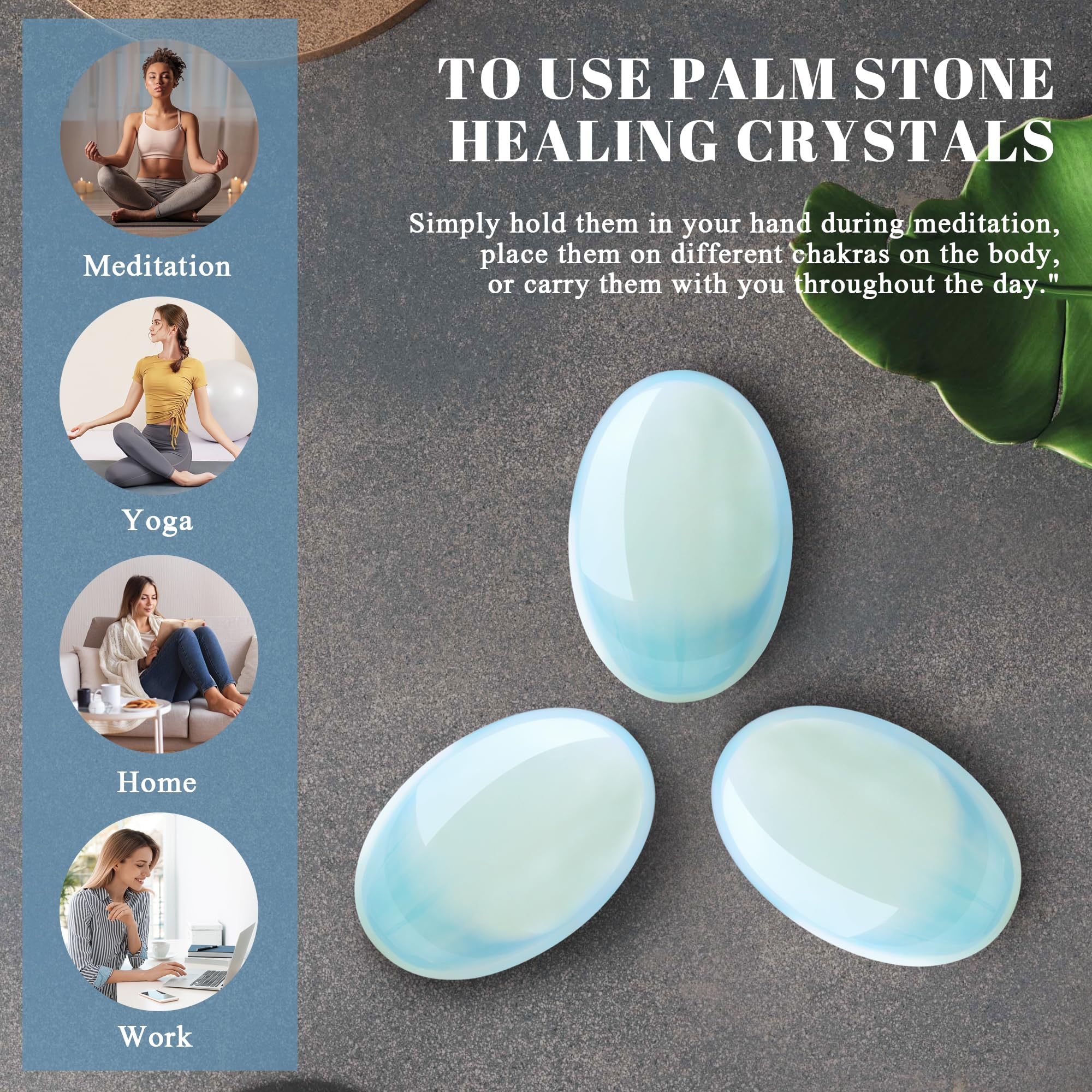 QINJIEJIE Opal palm stone with gift box on desk