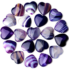 QINJIEJIE purple agate heart pocket stone for meditation and balance.