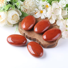 QINJIEJIE Red Jasper palm stone in gift box, ready to gift.