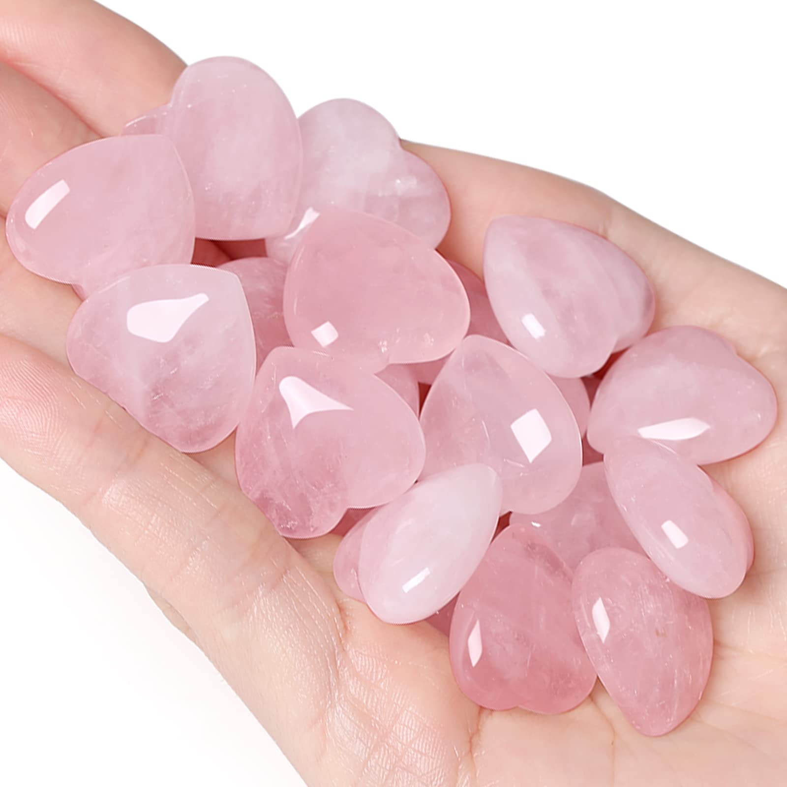QINJIEJIE rose quartz heart palm stone for energy balance and mindful breathing