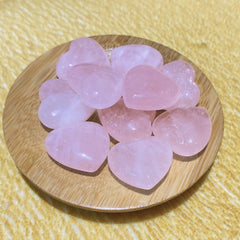 QINJIEJIE rose quartz heart palm stone carried in pocket for on-the-go grounding