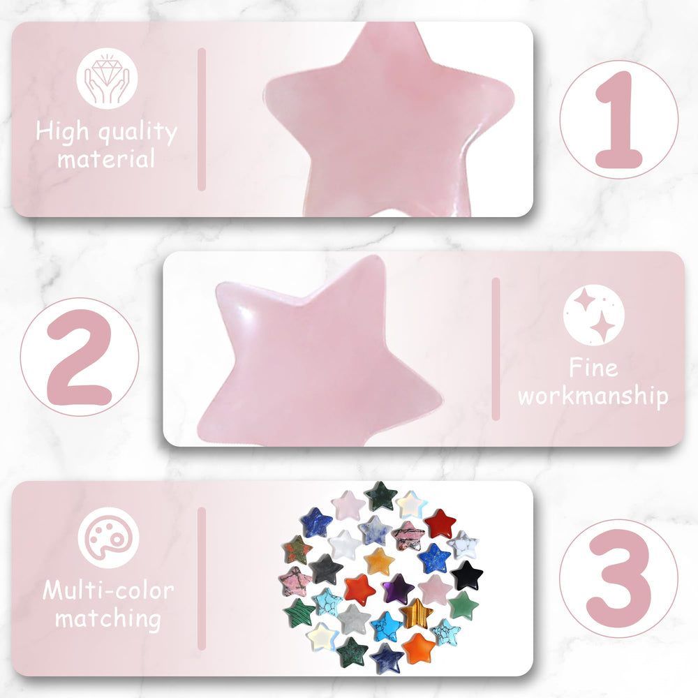QINJIEJIE Rose Quartz Star for DIY crafts and jewelry making.