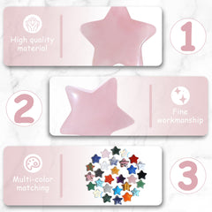 QINJIEJIE Rose Quartz Star for DIY crafts and jewelry making.