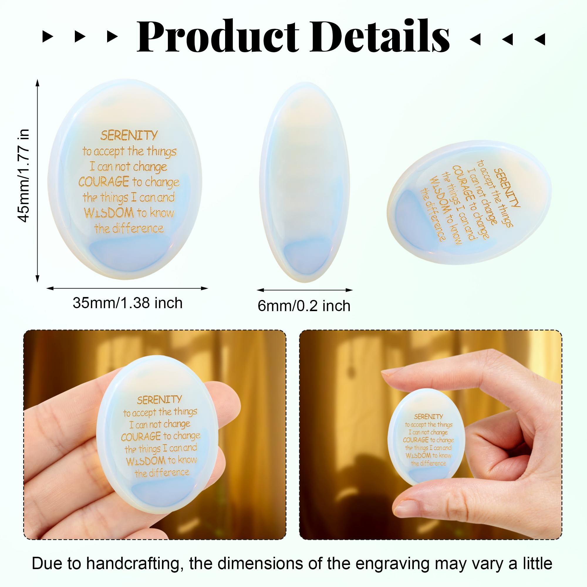 QINJIEJIE Serenity Prayer handheld crystal for calm during daily tasks.