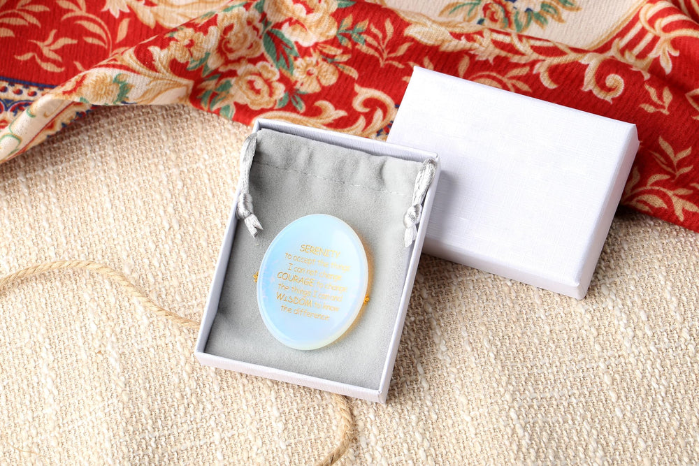 QINJIEJIE Serenity Prayer pocket stone ideal for on-the-go anxiety relief.