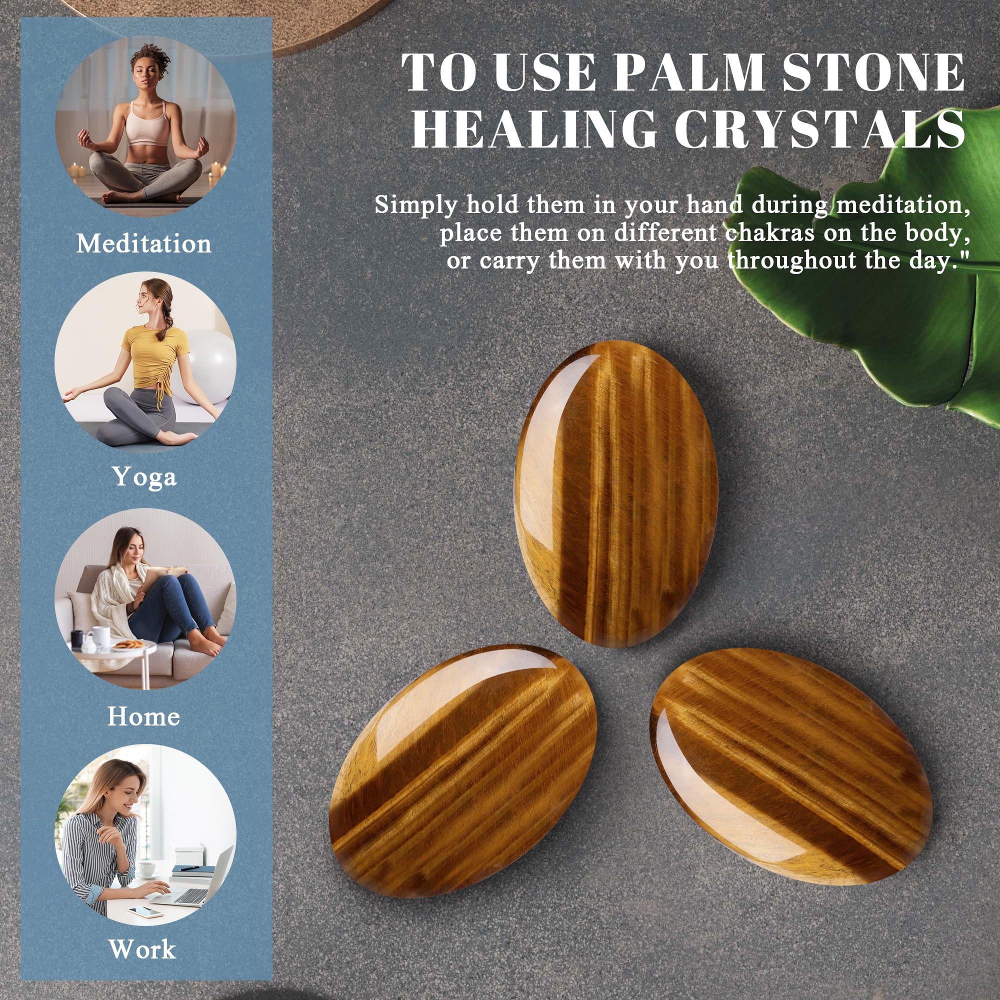 Tiger Eye palm stone on desk to support concentration at work