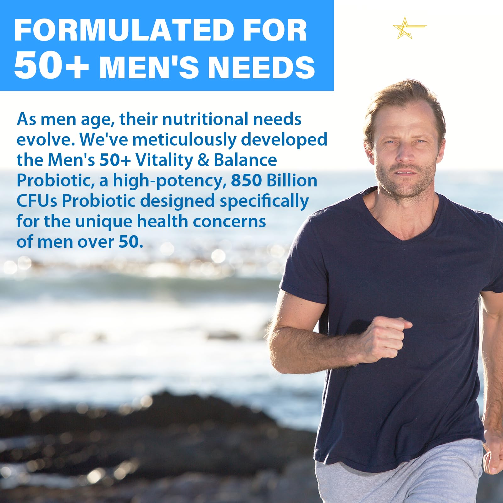 QIVERNAMY Probiotics 50+ bottle and gym bag scene emphasizes portability