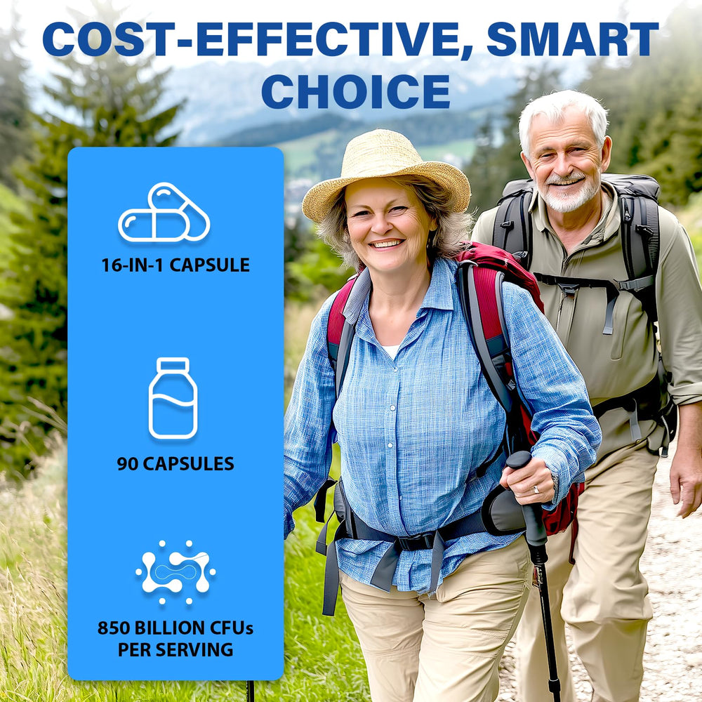 QIVERNAMY Probiotics 50+ ingredients panel highlights prebiotics and CoQ10