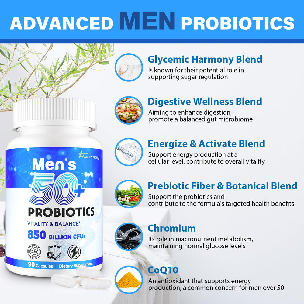 QIVERNAMY probiotics 50+ bottle pour shows easy on-the-go use