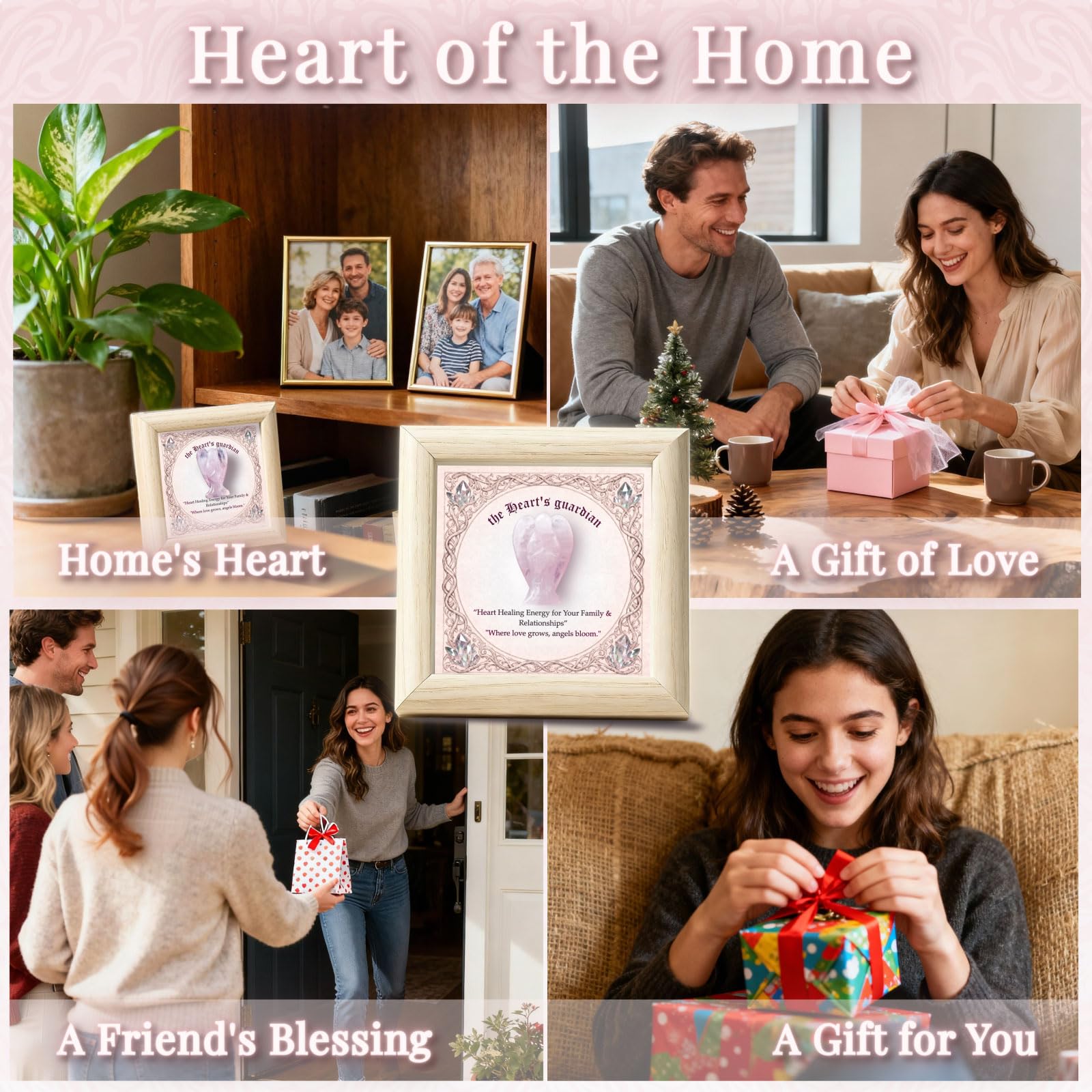 QIZHXPC rose quartz angel natural rose quartz stone supports emotional balance in peaceful spaces
