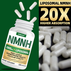 Qmiozzy NMNH liposomal encapsulation graphic showing improved bioavailability.