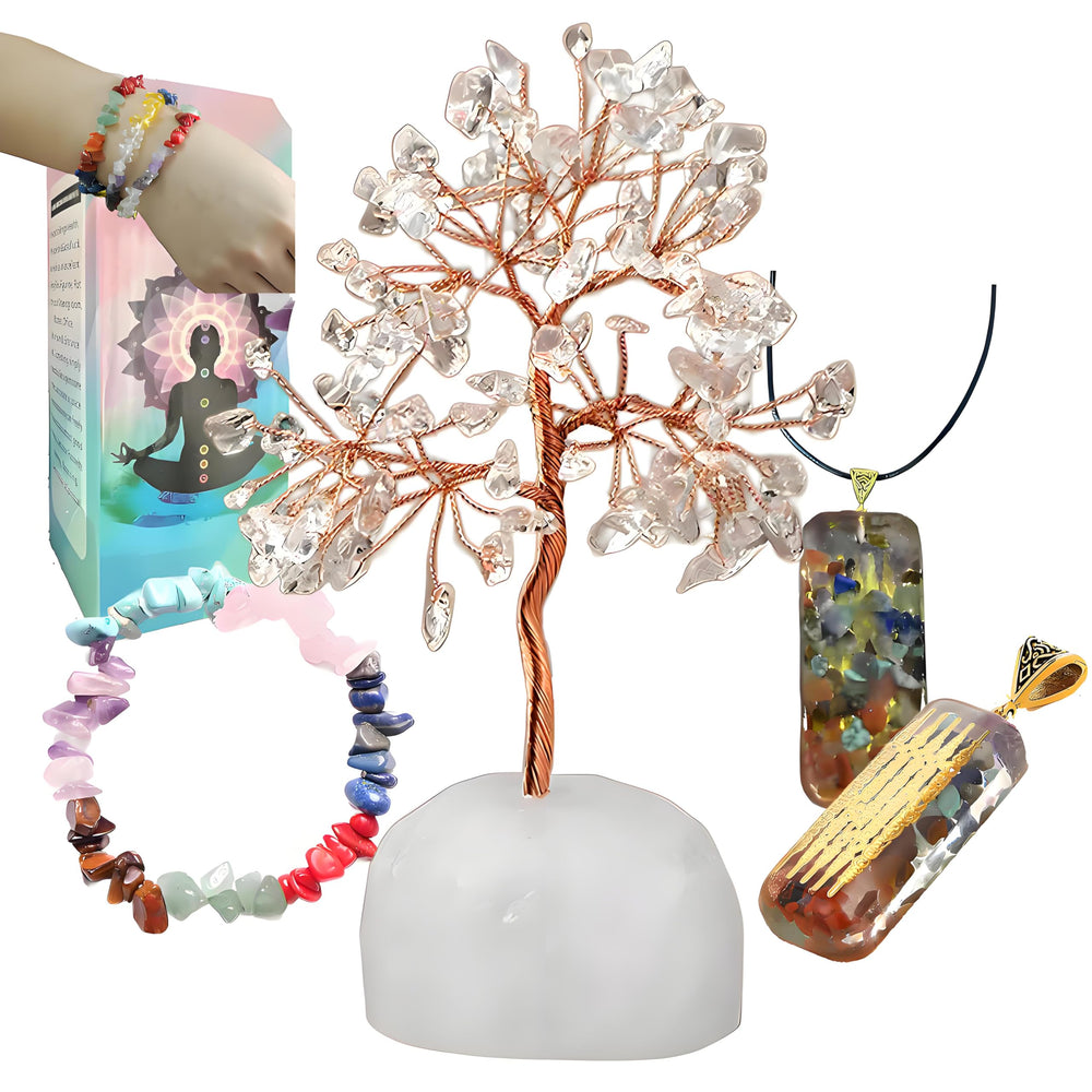 QOWMMYID seven chakra crystal tree on agate base for serene home energy