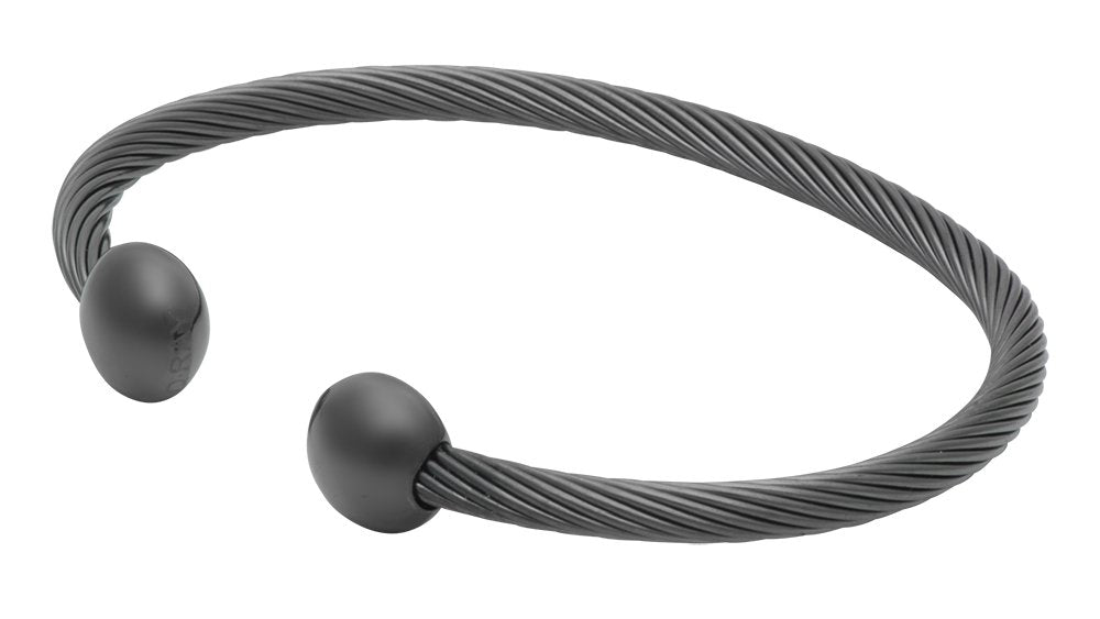 QRAY Gun Metal Deluxe Bracelet closeup showing durable stainless steel craftsmanship for everyday wear.