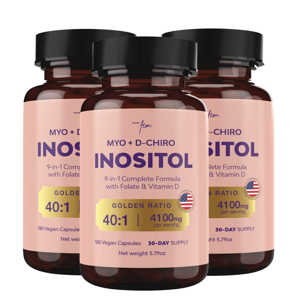 QSTA Premium Inositol bottle label highlighting the nine-in-one hormonal support