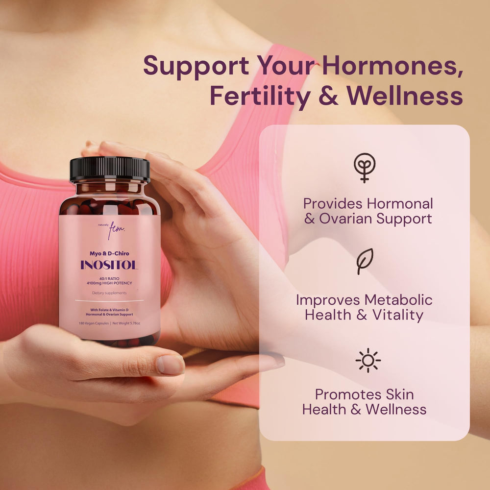 QSTA Premium Inositol capsules closeup showing the 4100 mg daily dose