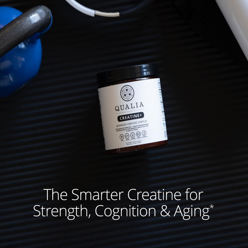 Qualia Creatine muscle-recovery visual implies faster post-workout restoration
