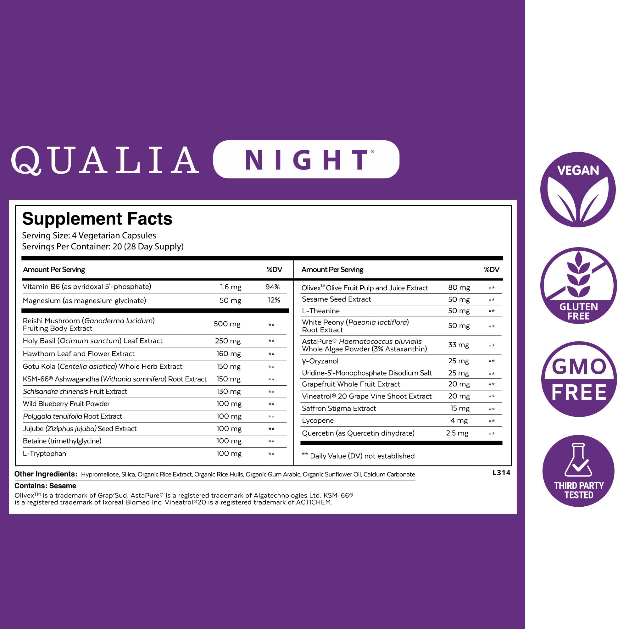 Qualia Mind capsules close-up—sustained cognitive focus