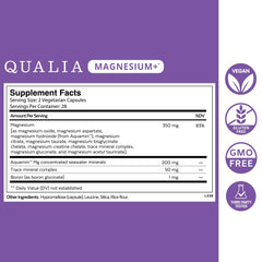 Qualia Magnesium+ capsules-closeup showing high-bioavailability blend