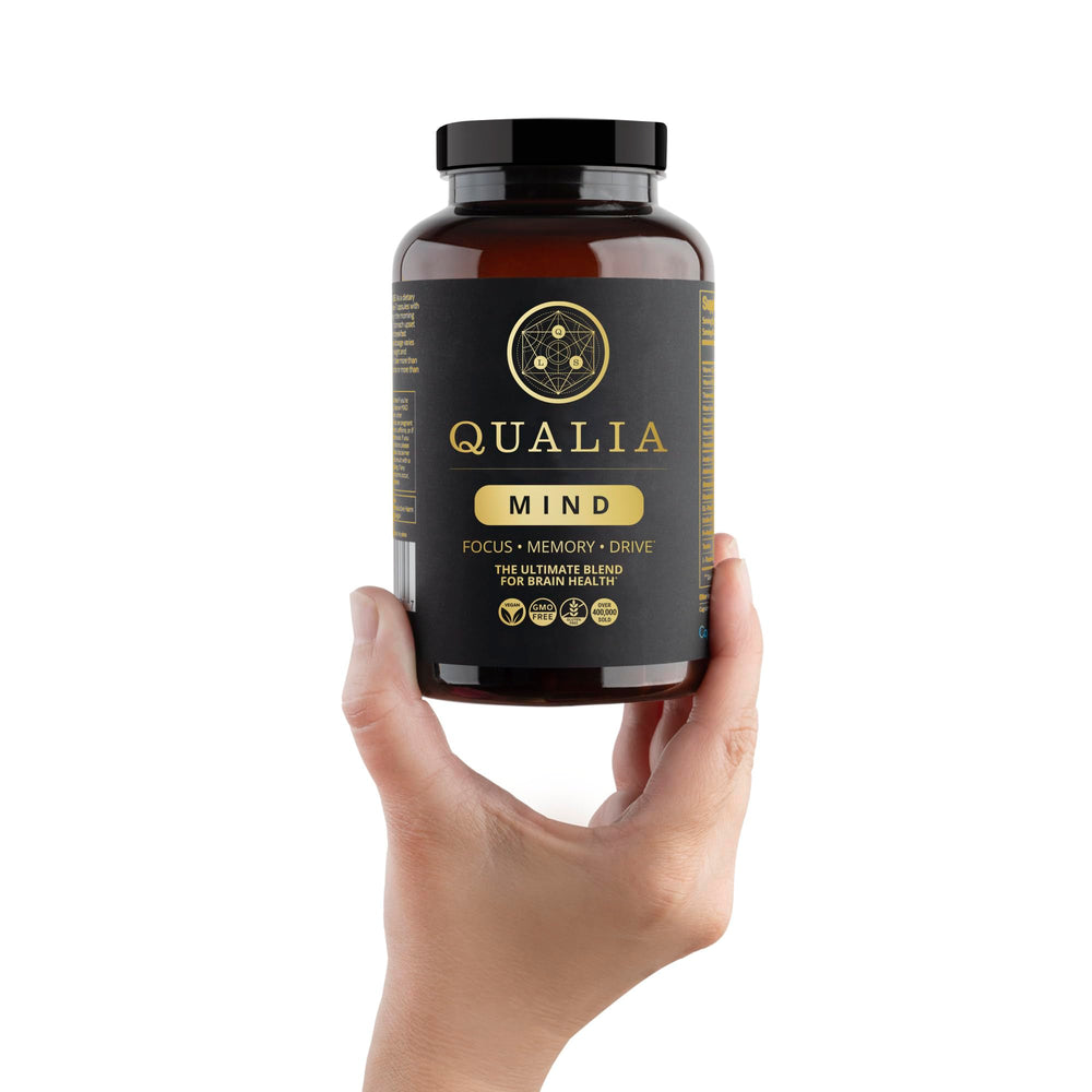 Qualia Mind product shot on a clean workspace
