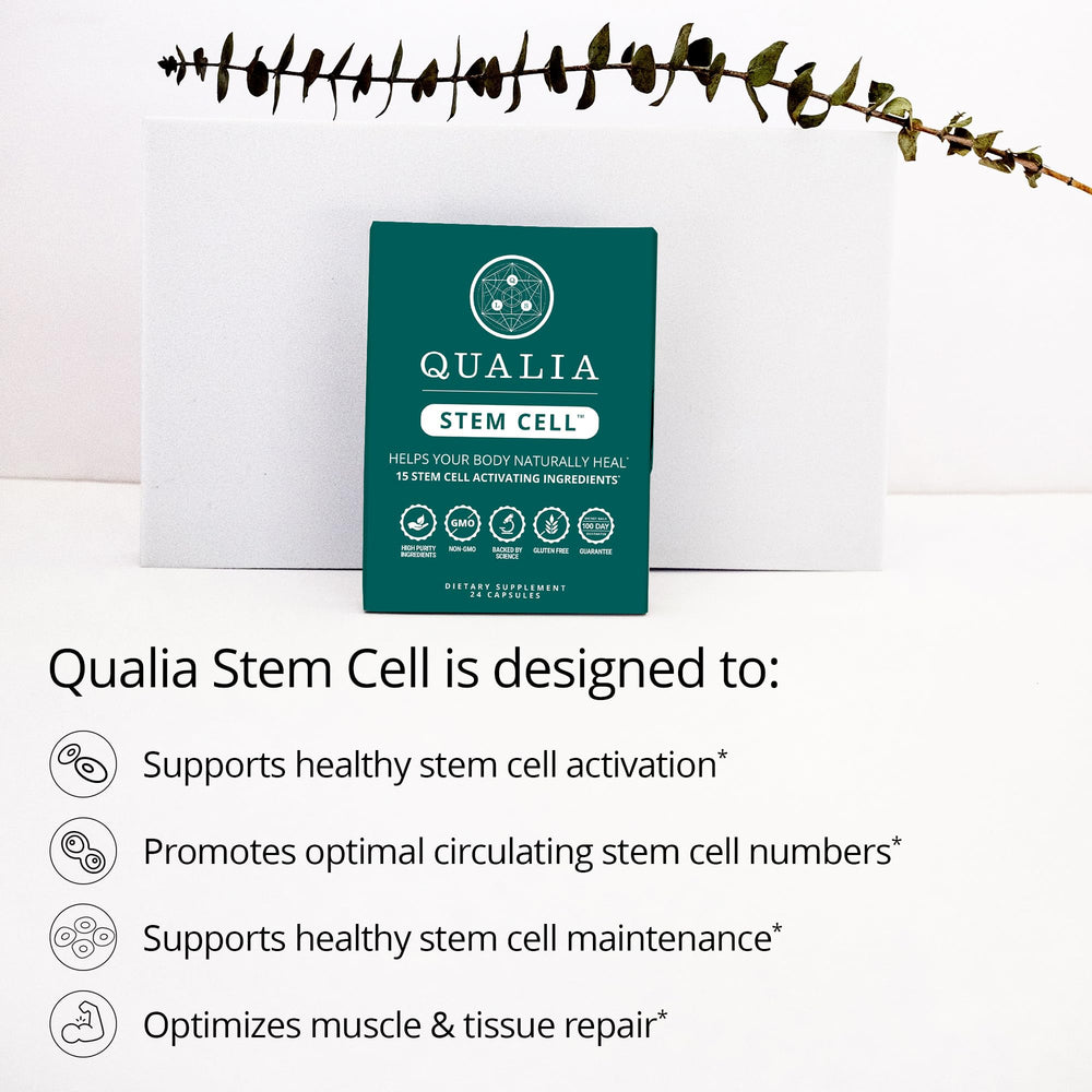 Qualia Stem Cell: cápsulas transparentes para dosificación cómoda.