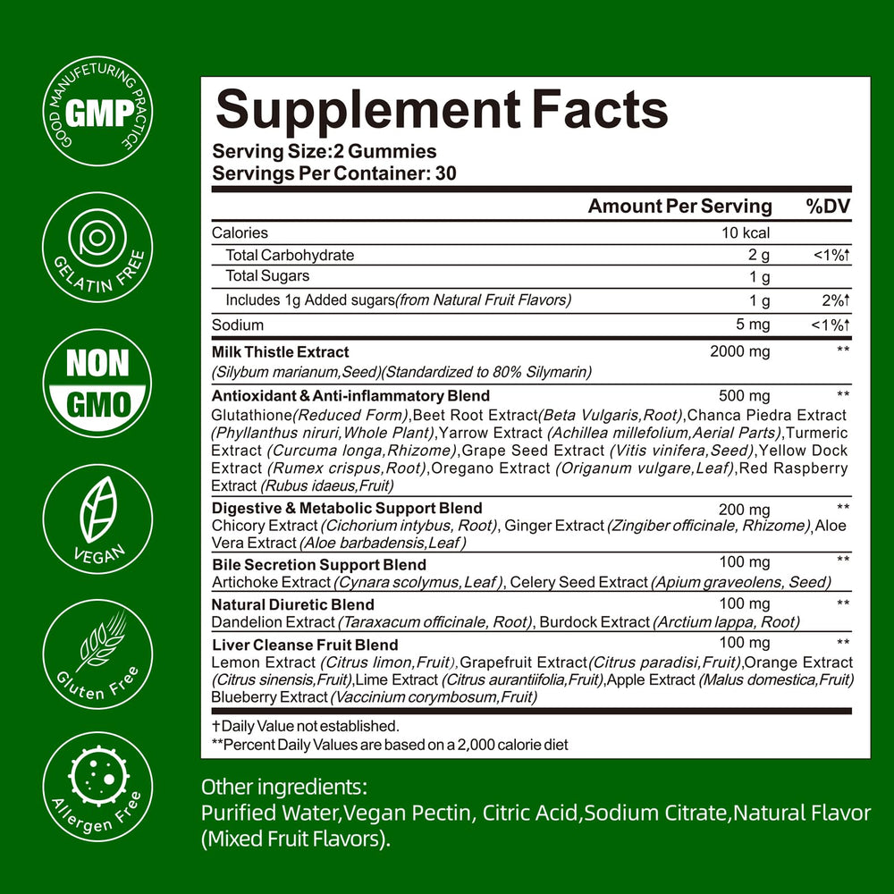 Gluten-free and gelatin-free QualiLife Liver Detox Gummies suitable for diverse diets.