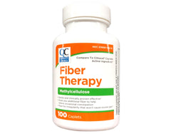 Quality Choice Fiber Therapy bottle front label shows dosage clarity for daily support.