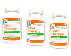 Quality Choice Fiber Therapy caplets pack, convenient three-pack for regular use.
