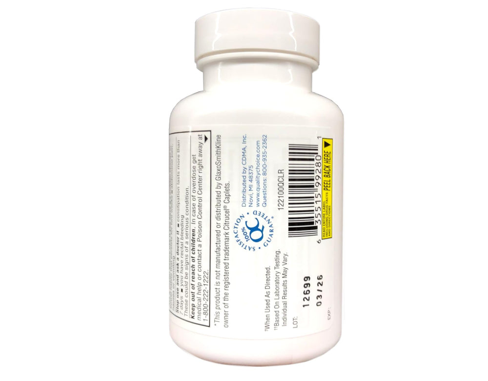 Quality Choice Fiber Therapy ingredients panel notes gluten-free, non-allergenic formula.